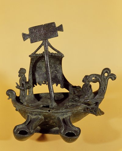 Lampada a forma di barca, con San Paolo e San Pietro da Paleo Christian